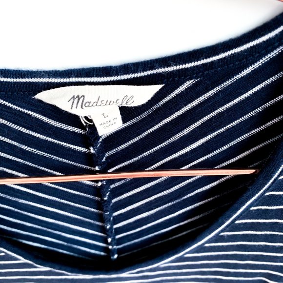 madewell sleeveless dress navy blue + white stripe - Picture 5 of 6